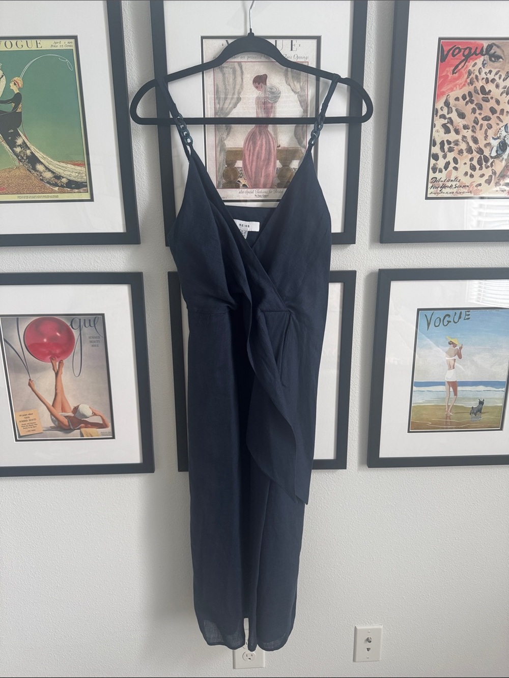 Reiss Navy Wrap-Front Dress